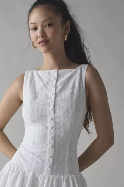 Kiss The Sky Kiss The Sky Eyelet Boatneck Drop Waist Mini Dress 4