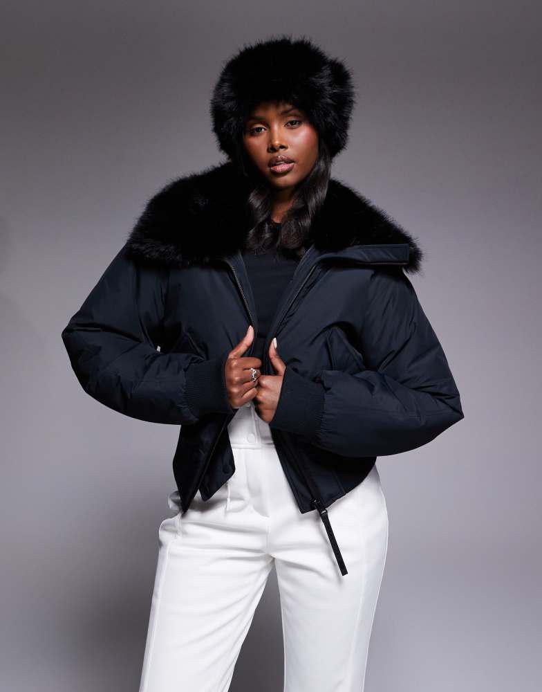 Alo La Premiere Opulent Faux Fur Stunner Jacket - Black/Black