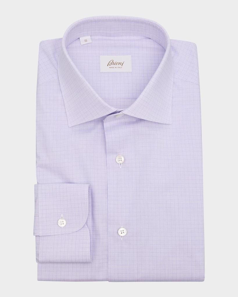 Brioni Men's Cotton Tonal Graph Check Dress Shirt