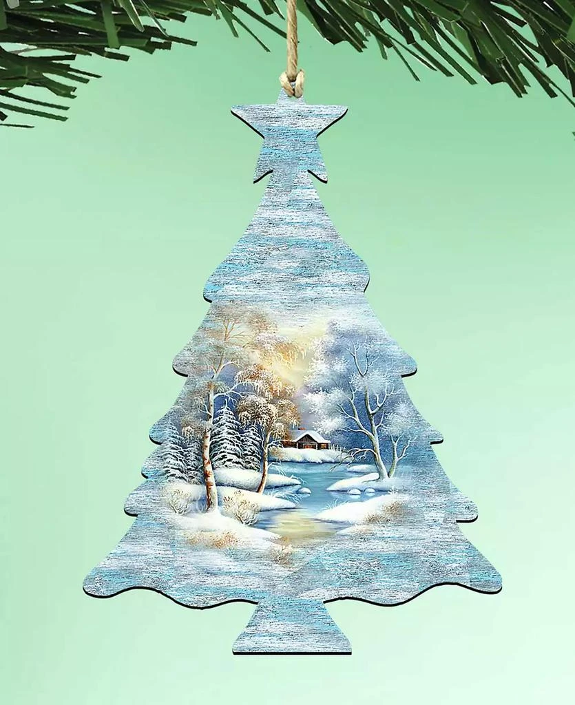 Designocracy Winter Tree Holiday Ornaments, Set of 2