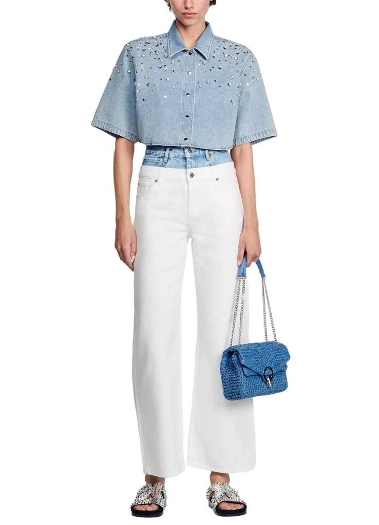 Sandro Rhinestone cropped shirt 5
