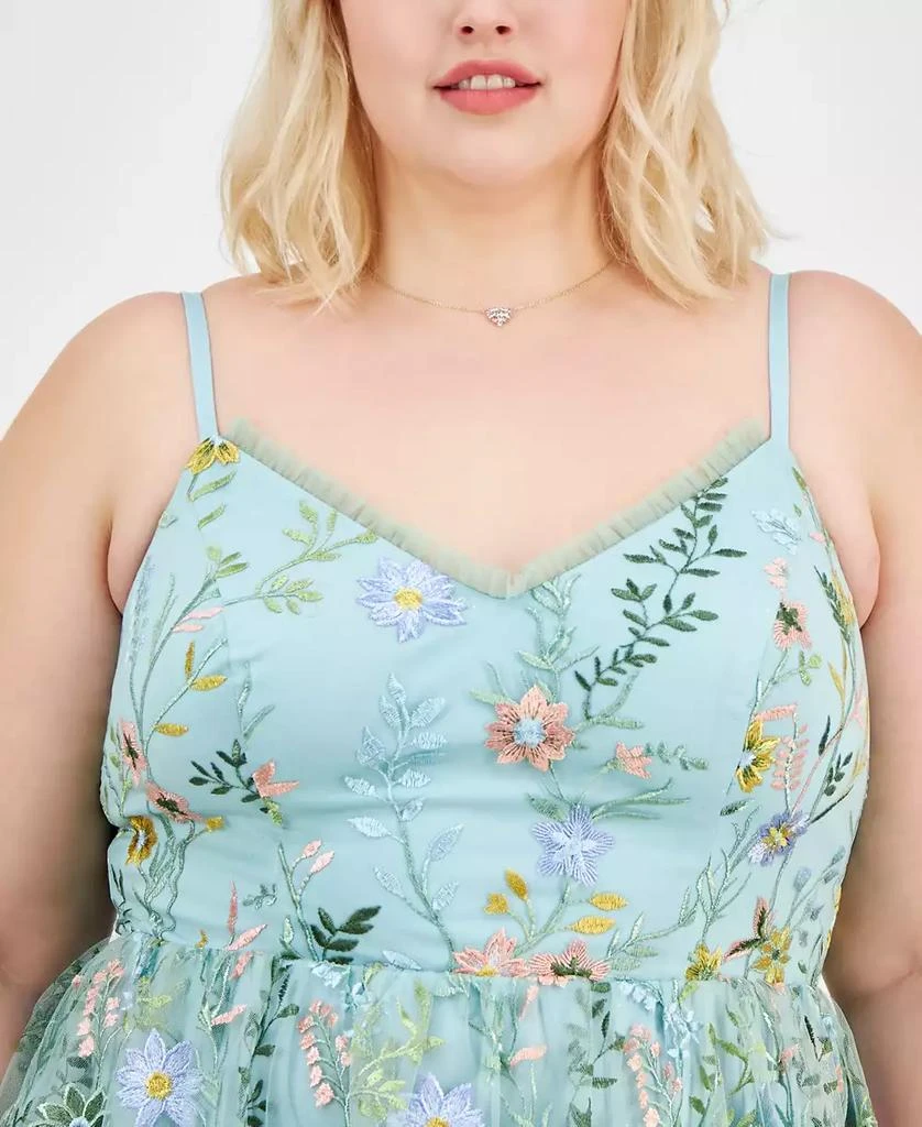City Studios Trendy Plus Size Floral Embroidered Tiered Sleeveless Gown, Created for Macy's 4