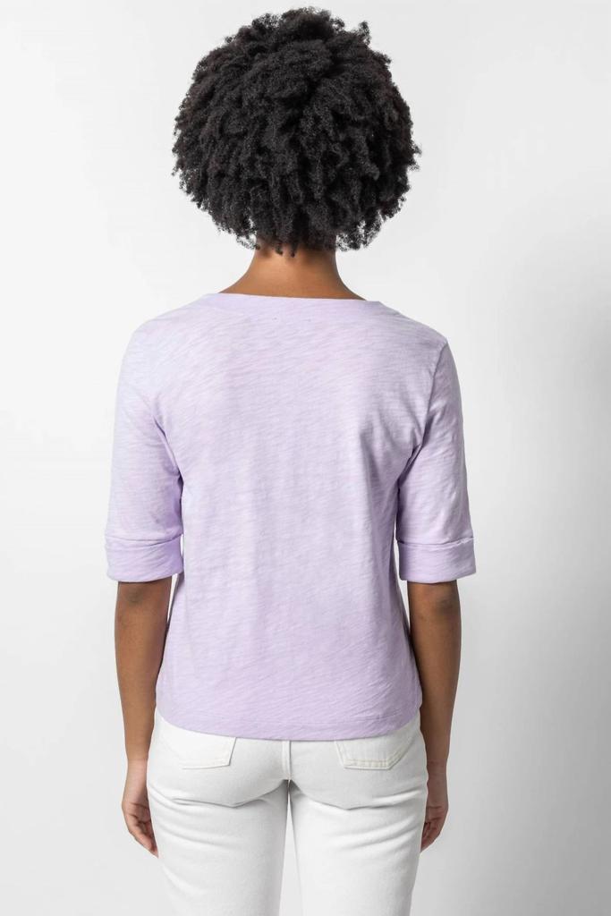 Lilla P Lilla P - Cuffed Elbow V-neck Top