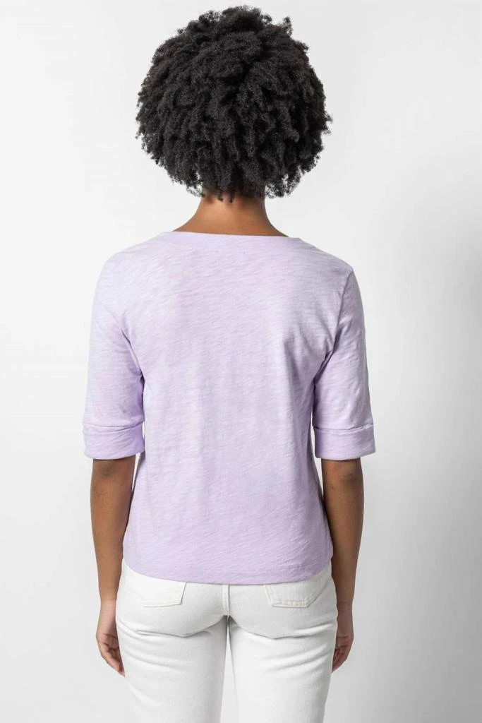 Lilla P Lilla P - Cuffed Elbow V-neck Top 2