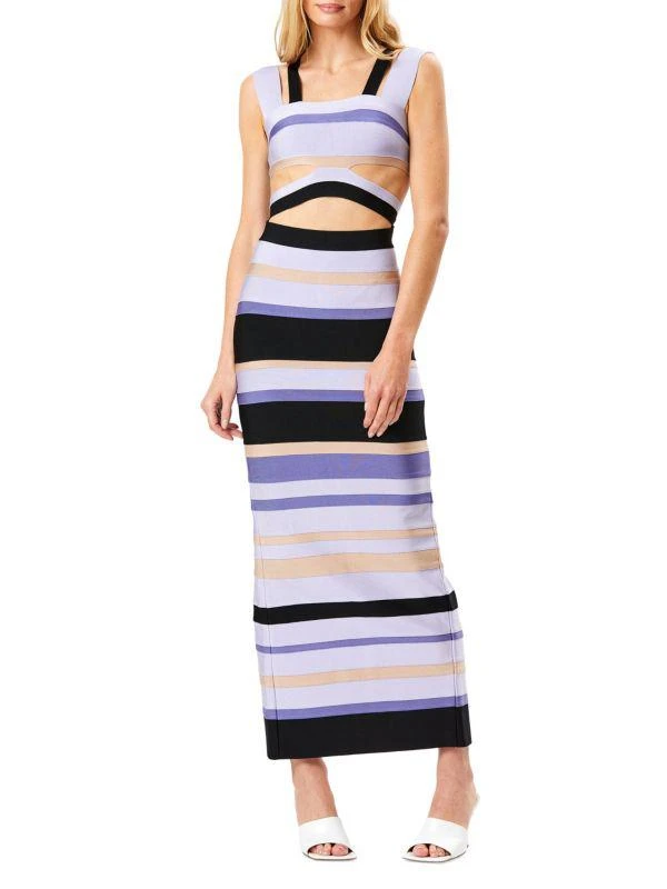 Herve Leger Stripe Cutout Bandage Maxi Dress 1