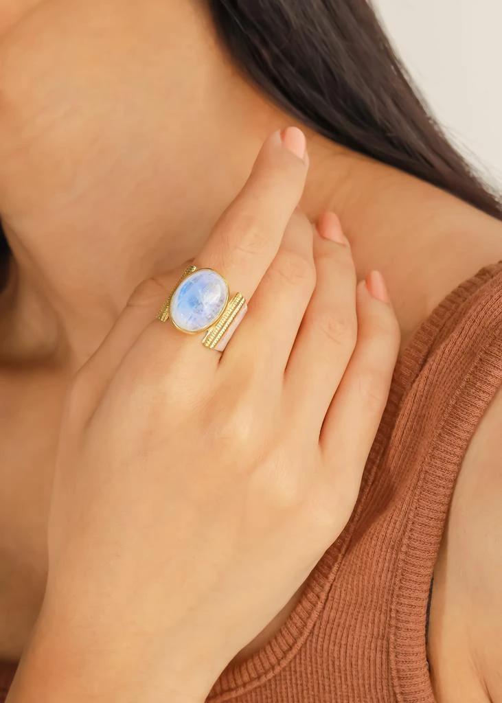 Tiramisu Bold 925 Sterling Silver and Statement Moonstone Ring 2