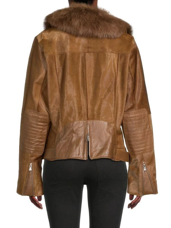 WOLFIE FURS Made For Generations Calf Leather 
Toscana Shearling Moto Jacket 2