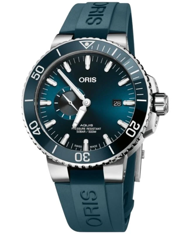 Oris Oris Aquis Small Second, Date Automatic Blue Dial Rubber Strap Men's Watch 01 743 7733 4155-07 4 24 69EB 1