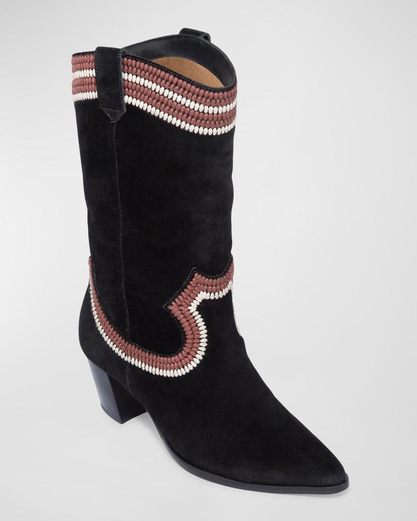 Bernardo Fremont Embroidered Suede Western Boots