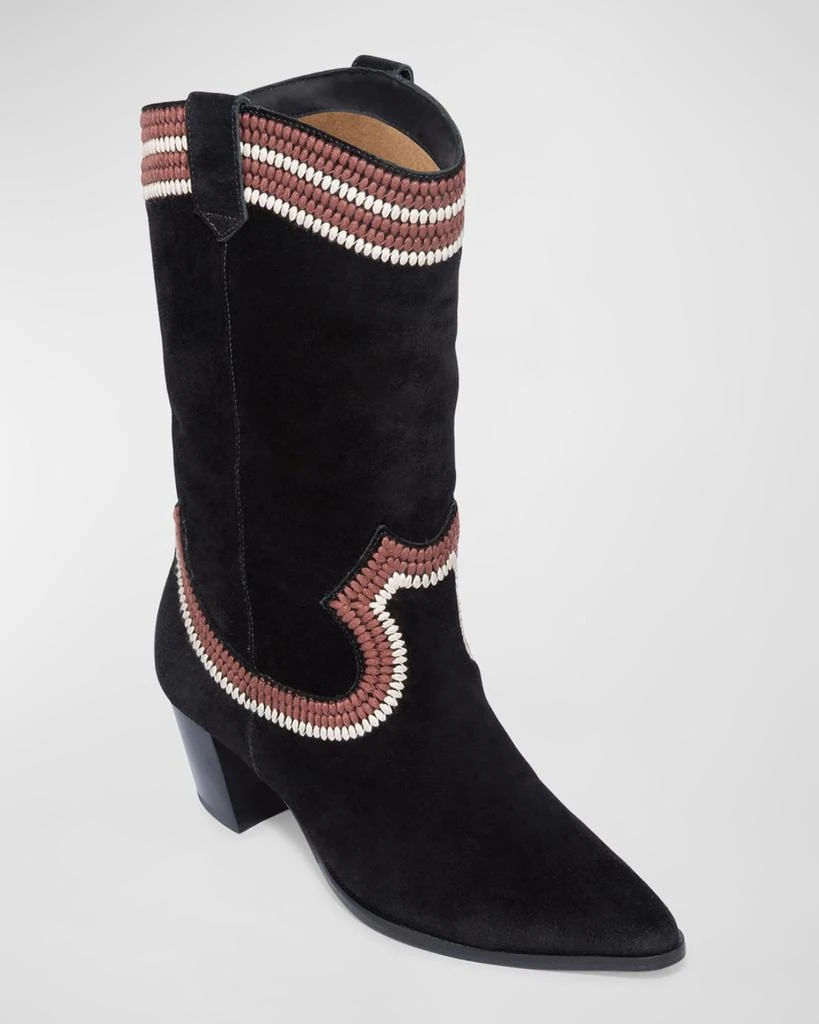 Bernardo Fremont Embroidered Suede Western Boots 2
