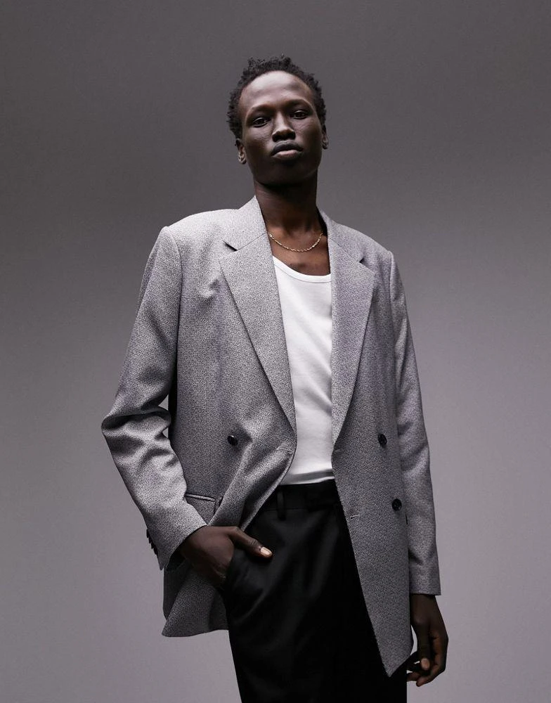 Topman Topman blazer modern fit in black and white 4