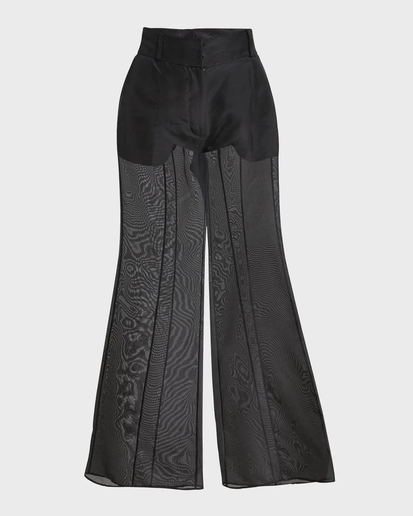 Gabriela Hearst Rhein High-Rise Sheer Silk Flared Pants 2