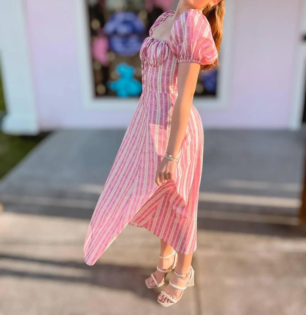 MABLE Mable - Women's Say It Ain’t So Pink Striped Floral Midi Dress 3