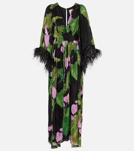 Farm Rio Anthurium floral fringed kaftan 1