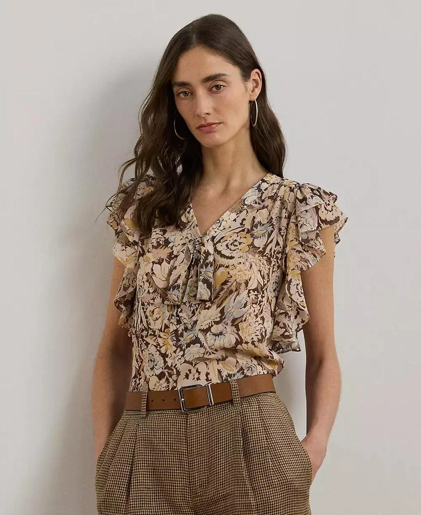 Ralph Lauren Women's Floral Georgette Tie-Neck Blouse 1