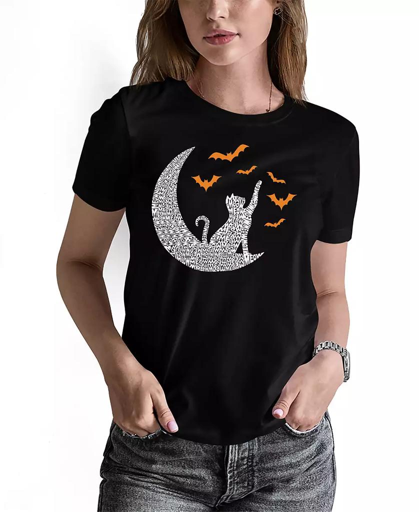 LA Pop Art Women's Lunar Bats Word Art Crew Neck T-Shirt