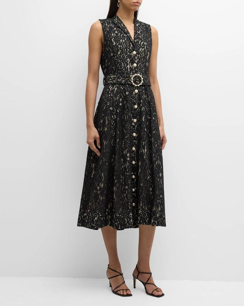 Tahari The Hailee Belted Floral Lace Midi Shirtdress - Dresses & Skirts -  Free Shipping - BeyondStyle