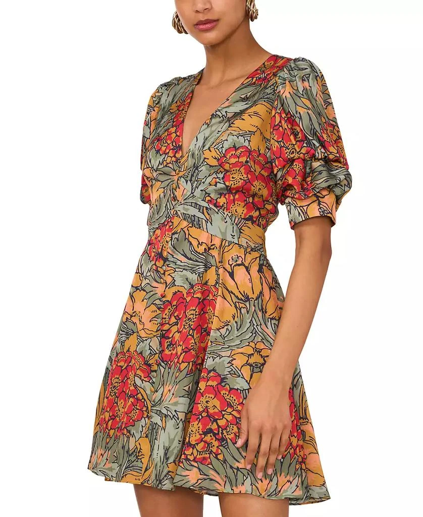 1. State Women's Floral V-Neck Tiered Bubble Puff Sleeve Mini Dress 1