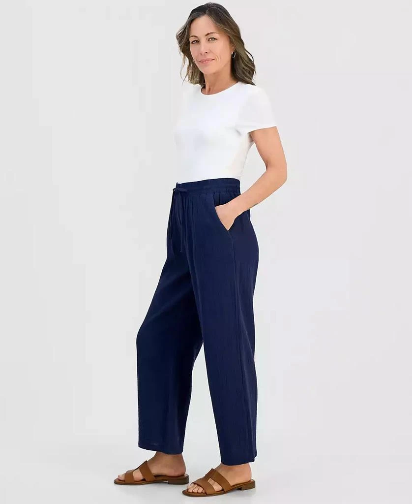 Style 
Co Petite Cotton Gauze Wide-Leg Pull-On Pants, Macy
s Exclusive 2