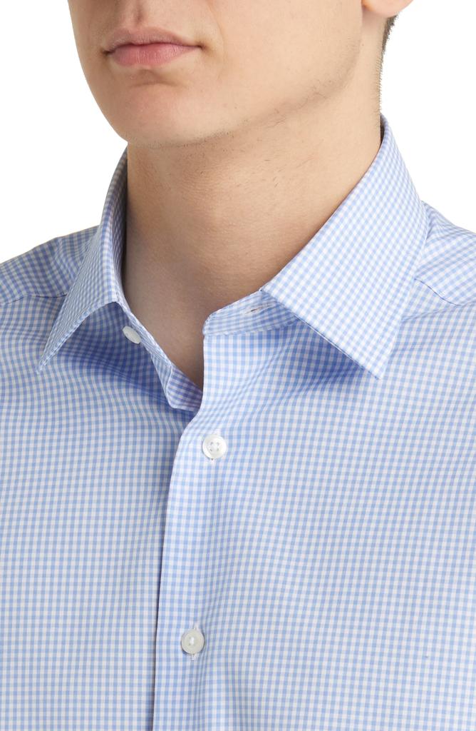 David Donahue Gingham Slim Fit Barrel Cuff Dress Shirt