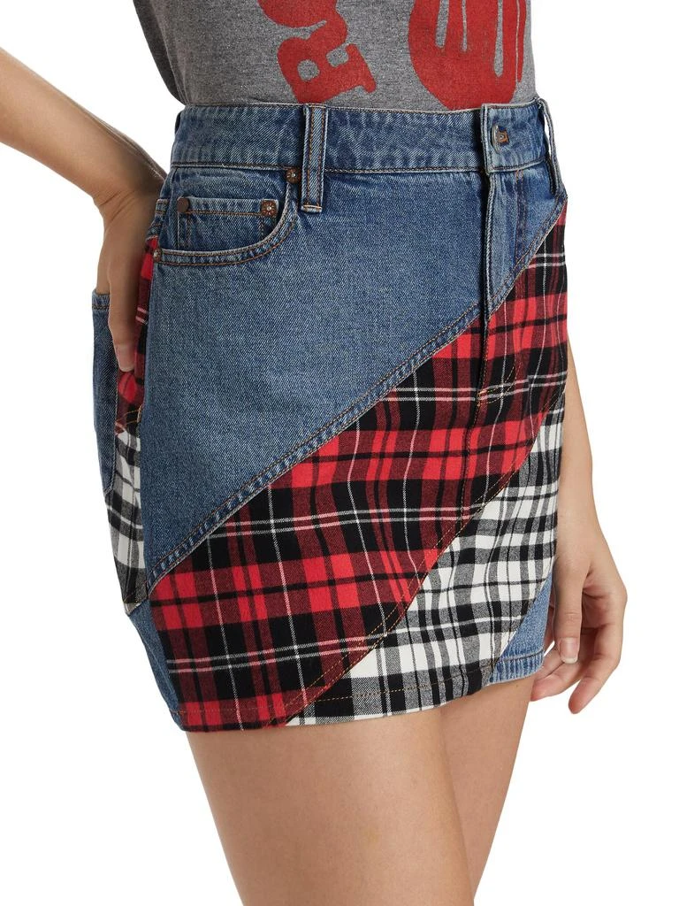 Alice + Olivia Lisanne Patchwork Denim Miniskirt 3