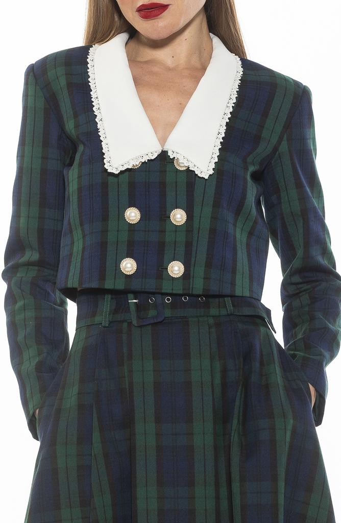 ALEXIA ADMOR Aurelia Cropped Plaid Blazer