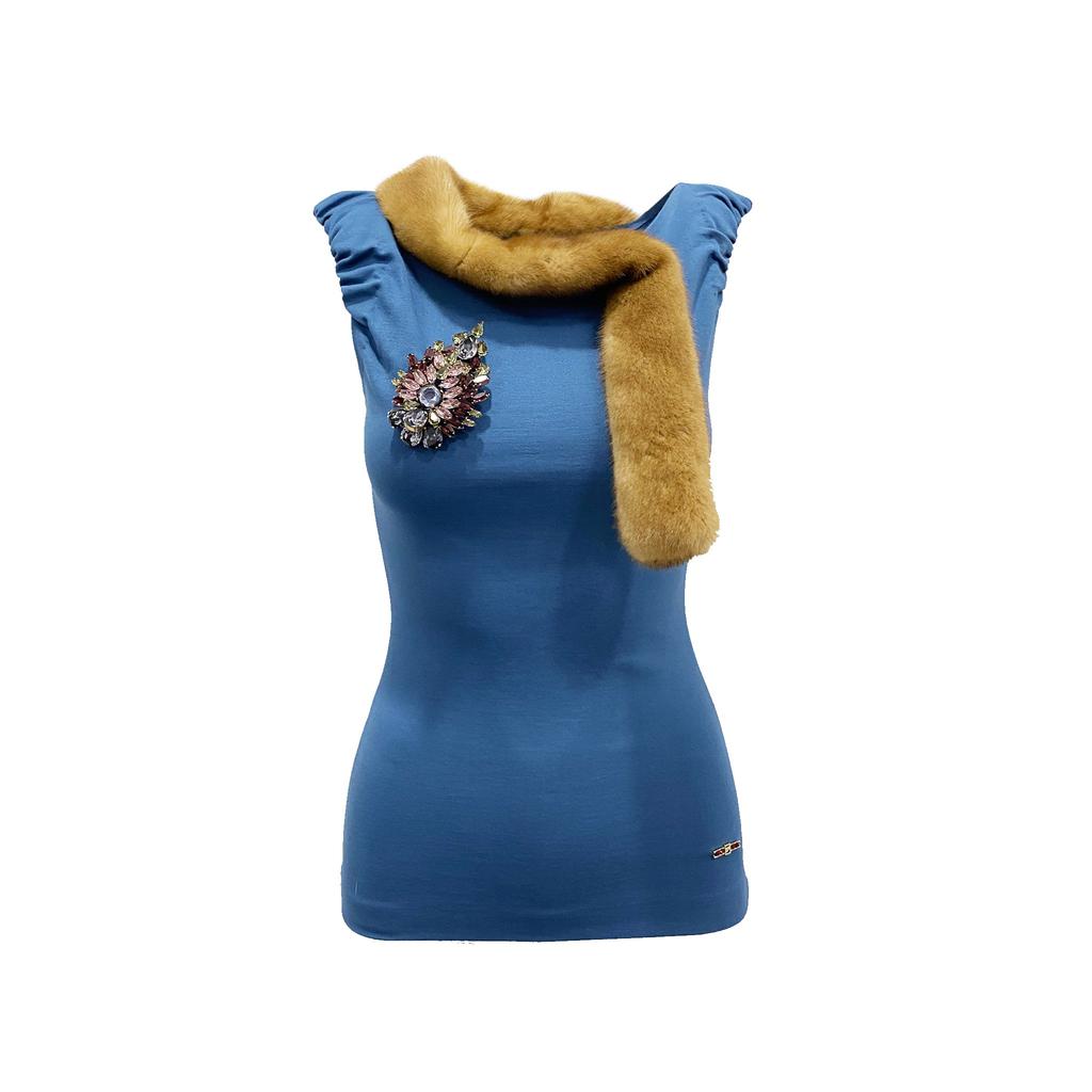 DSQUARED2 Dsquared2 Mink Collar Sleeveless Top