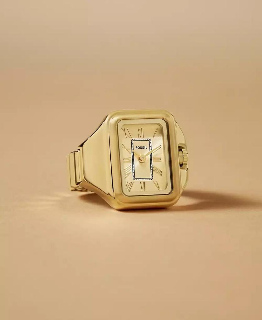Fossil Women's Raquel Two-Hand Gold-Tone Stainless Steel Ring Watch 14mm