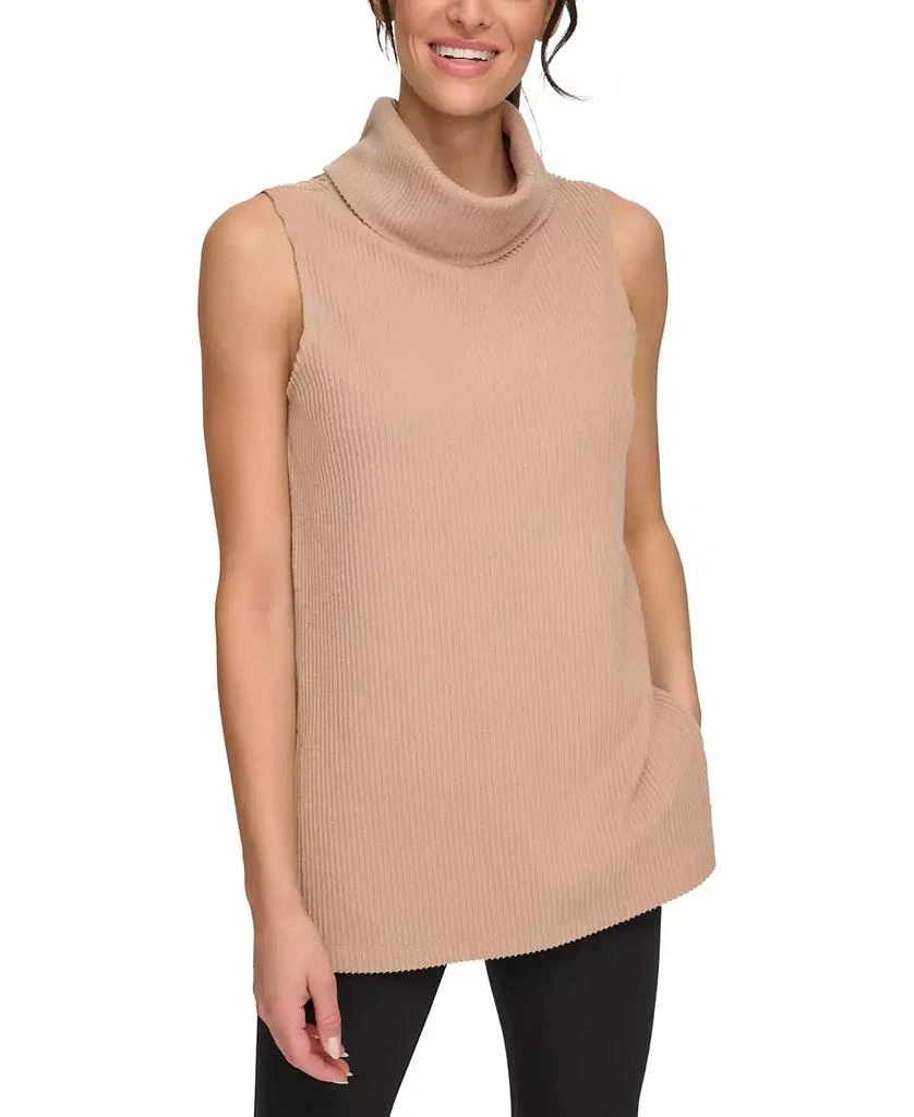 Marc New York by Andrew Marc Women's Brushed Rib Sleeveless Turtleneck Tunic with Side Vents Top 4