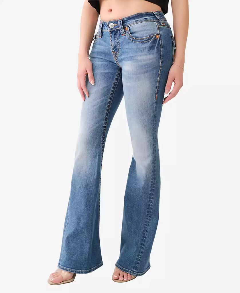 True Religion Women's Joey Flap Rainbow Pocket Big T Flare