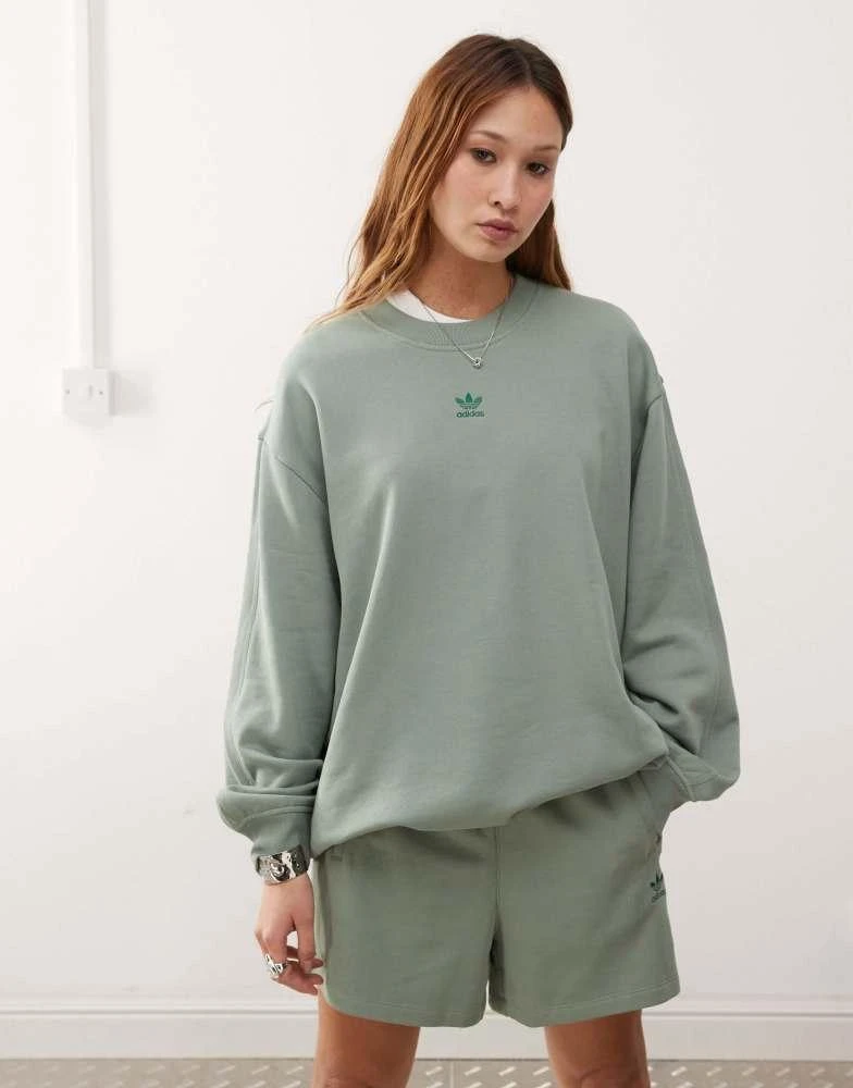 Adidas adidas Originals Essentials Oversized French Terry Sweatshirt in green 1