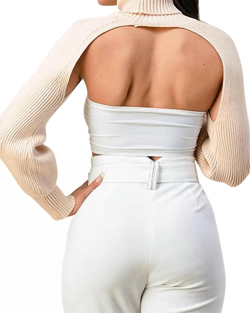 THE SANG Turtleneck Arm Warmer In Beige 2