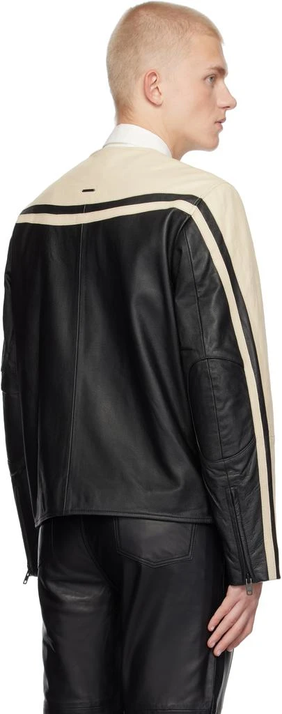 Deadwood Black & Off-White Racer Leather Jacket 3