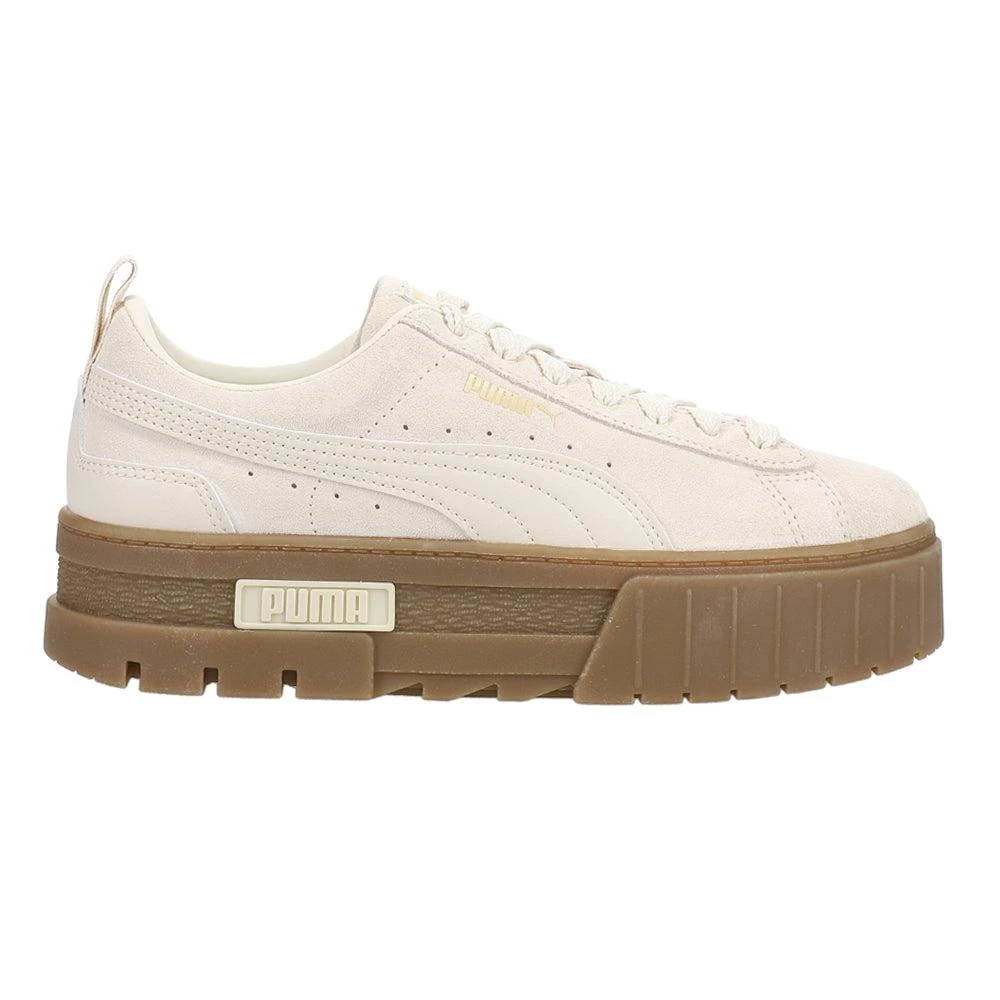 Puma Mayze Brushed Tan Lace Up Sneakers 1