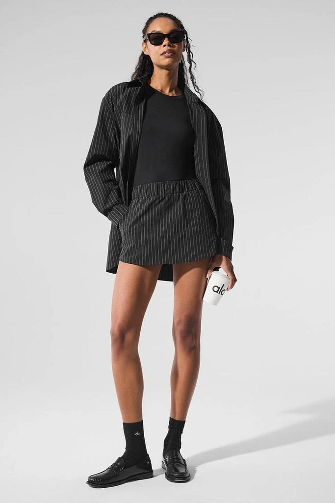Alo Pinstripe Daylight Mini Skirt - Black/Titanium 5