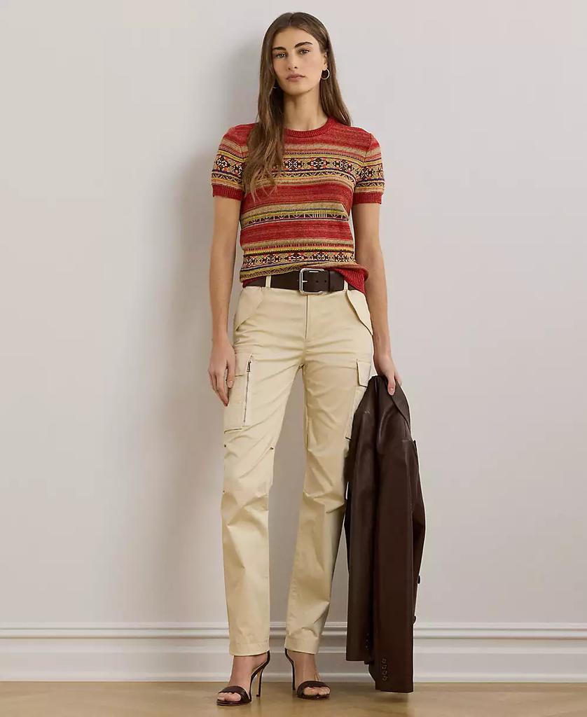 Ralph Lauren Women's Geo-Striped Short-Sleeve Sweater, P/XS-