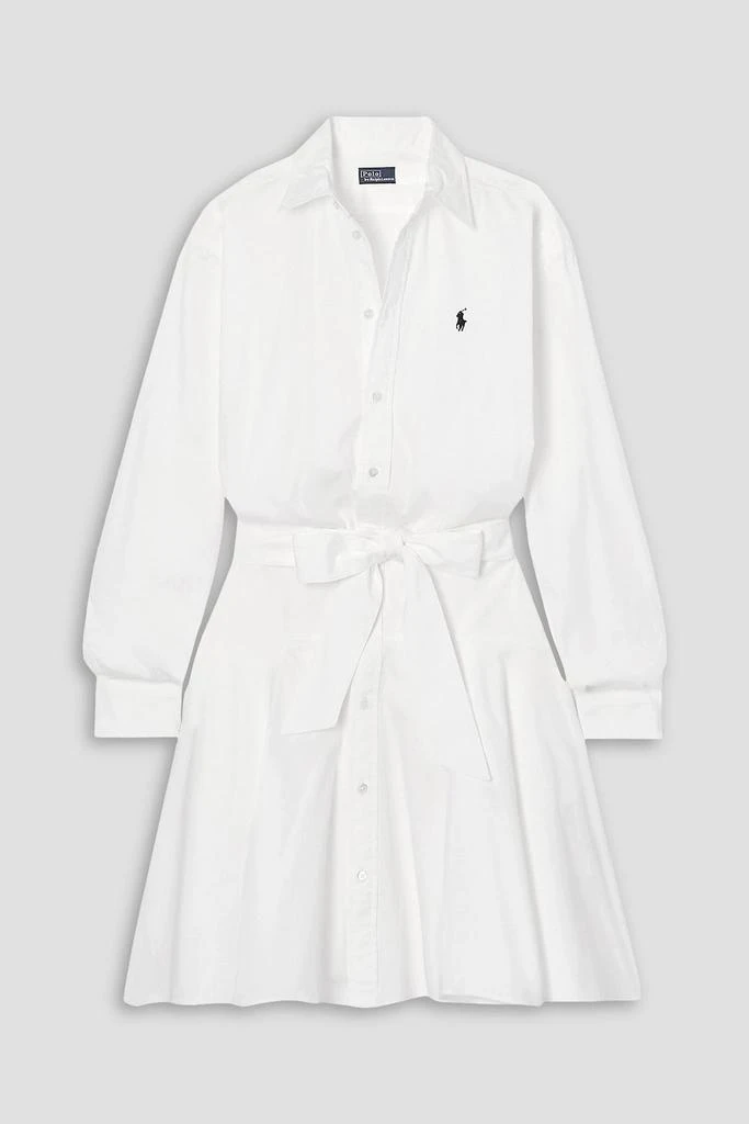 Ralph Lauren Embroidered belted cotton-poplin mini shirt dress 1