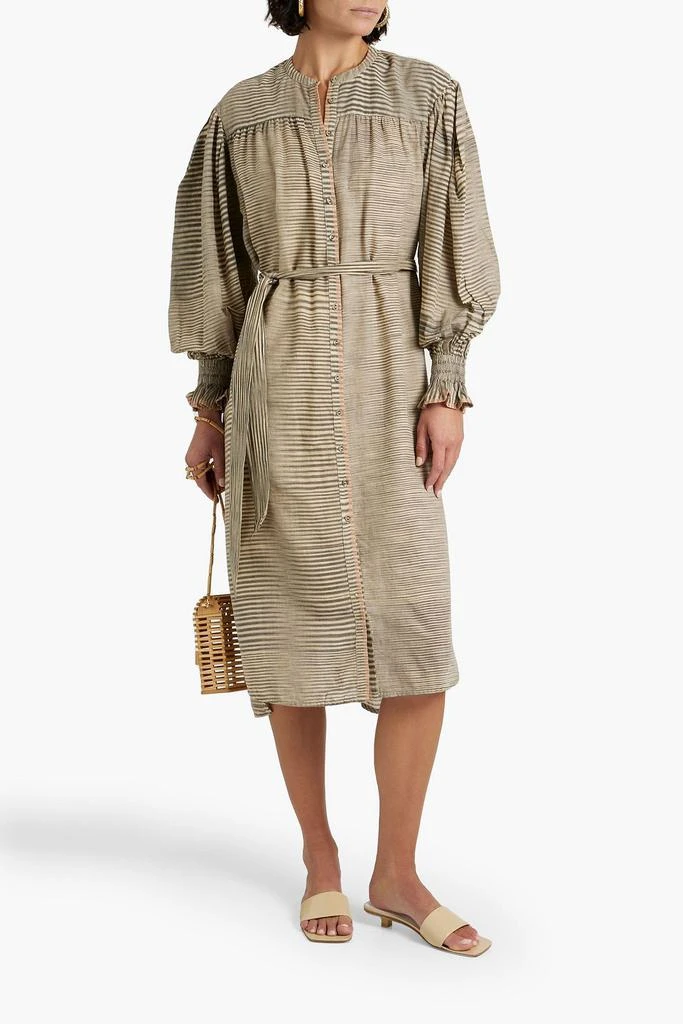 Fiora belted striped cotton-voile midi dress  On Sale Now with Up to 75%  Off | Discover Exclusive Deals & Savings at BeyondStyle  Authentic Ulla  Johnson women|midi dresses|clothing|dresses with Limited-Time Discounts,
