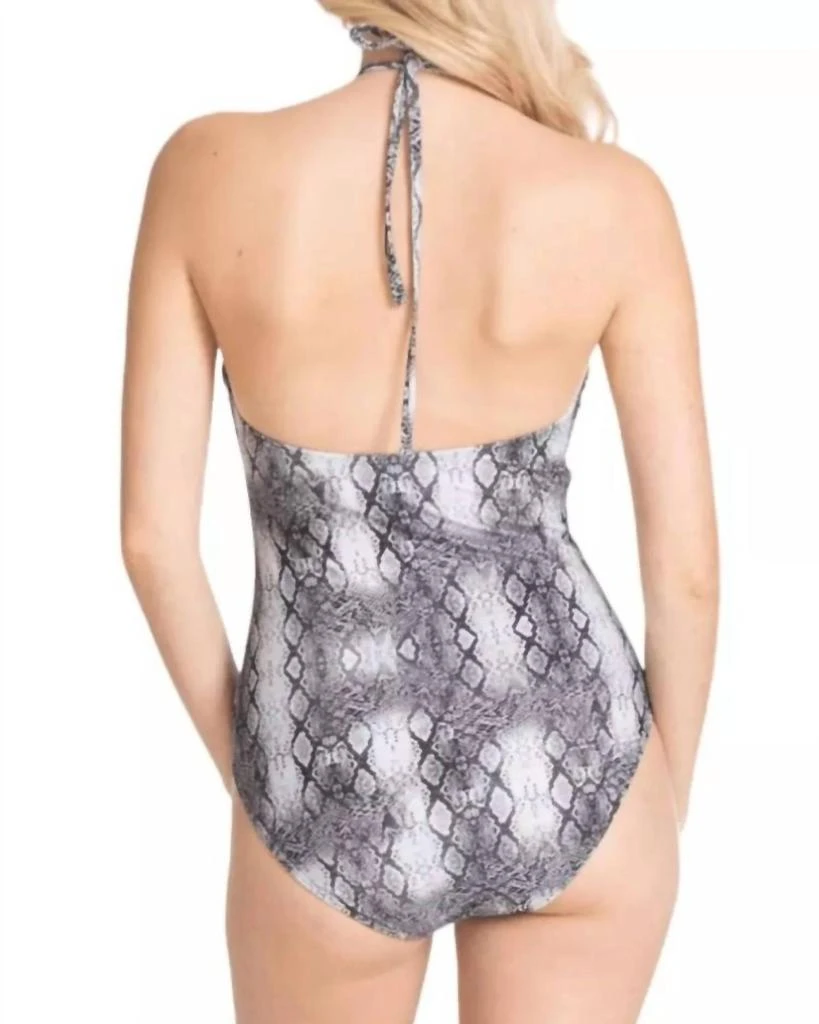 Rachel Roy Ruched Halter One Piece Swimsuit In Grey 2