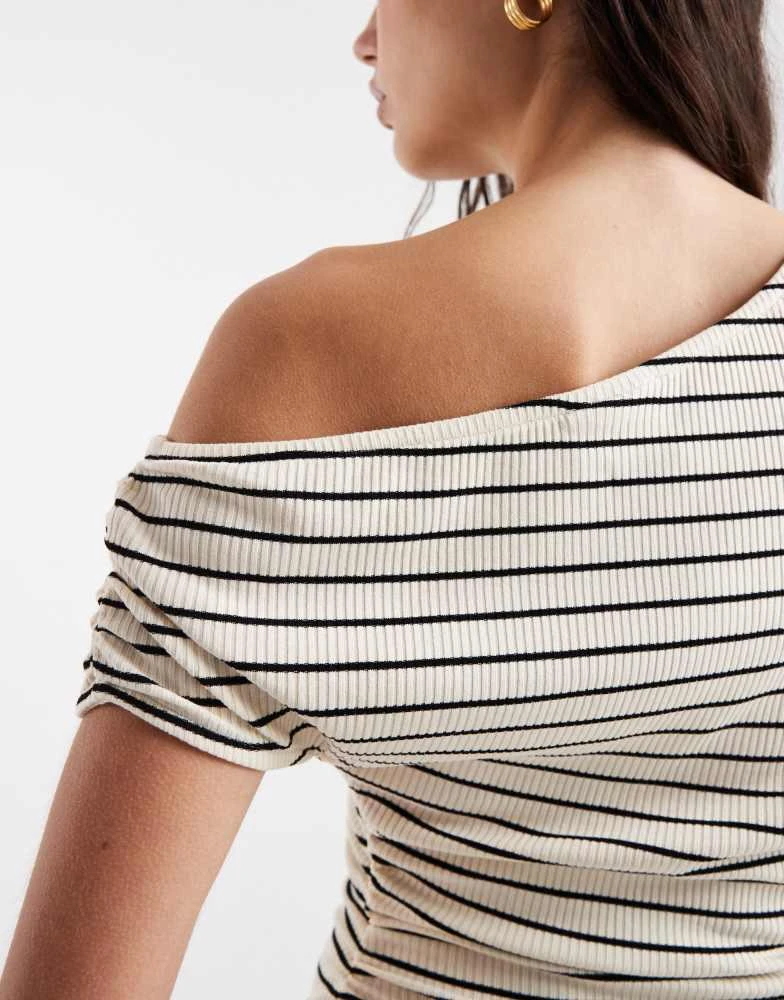 ASOS ASOS DESIGN fallen shoulder with gathered waist top in stripe 3