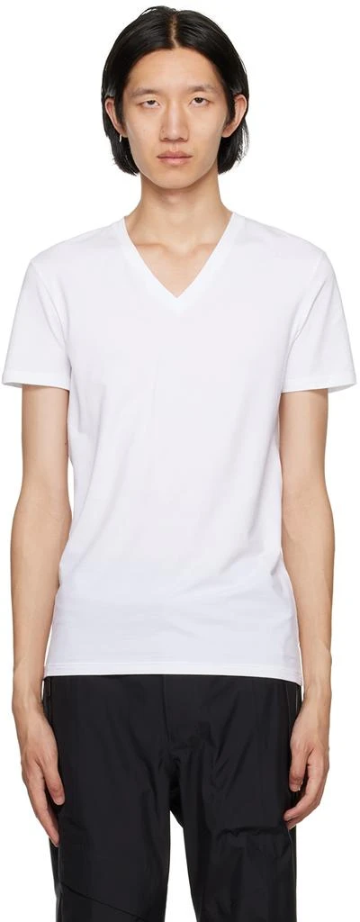 ZEGNA White V-Neck T-Shirt 1