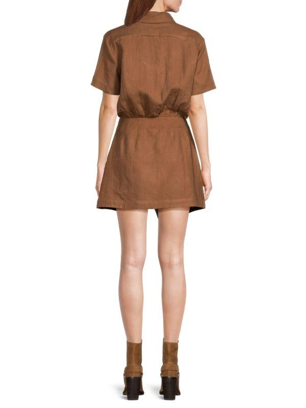 Hevron Shelly Linen Waist Cutout Minidress 2