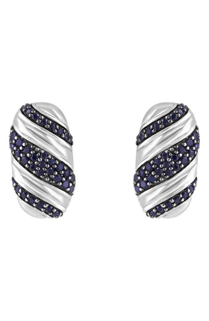 Effy Sterling Silver Pavé Black Spinel Oval Stud Earrings 2