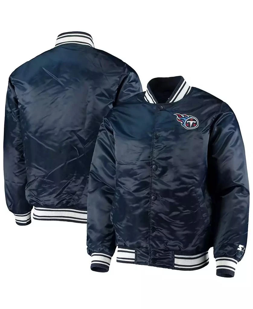 Starter Men's Navy Tennessee Titans Locker Room Satin Varsity Full-Snap Jacket 1