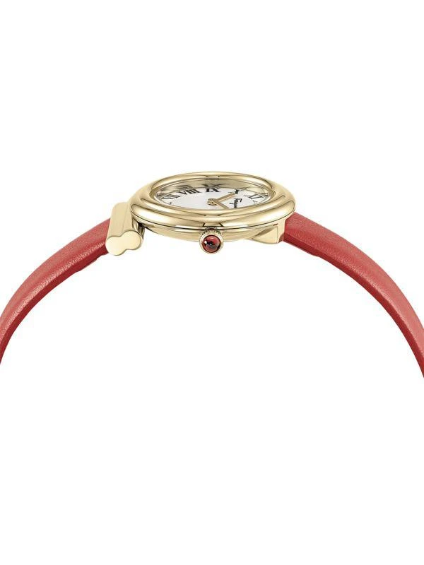 Salvatore Ferragamo Gancini 28MM IP Yellow Gold & Leather Strap Watch 3
