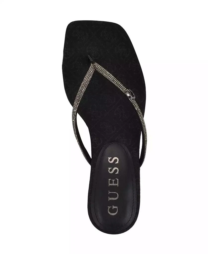 GUESS Mayan Rhinestone Thong Kitten Heel Sandals 4