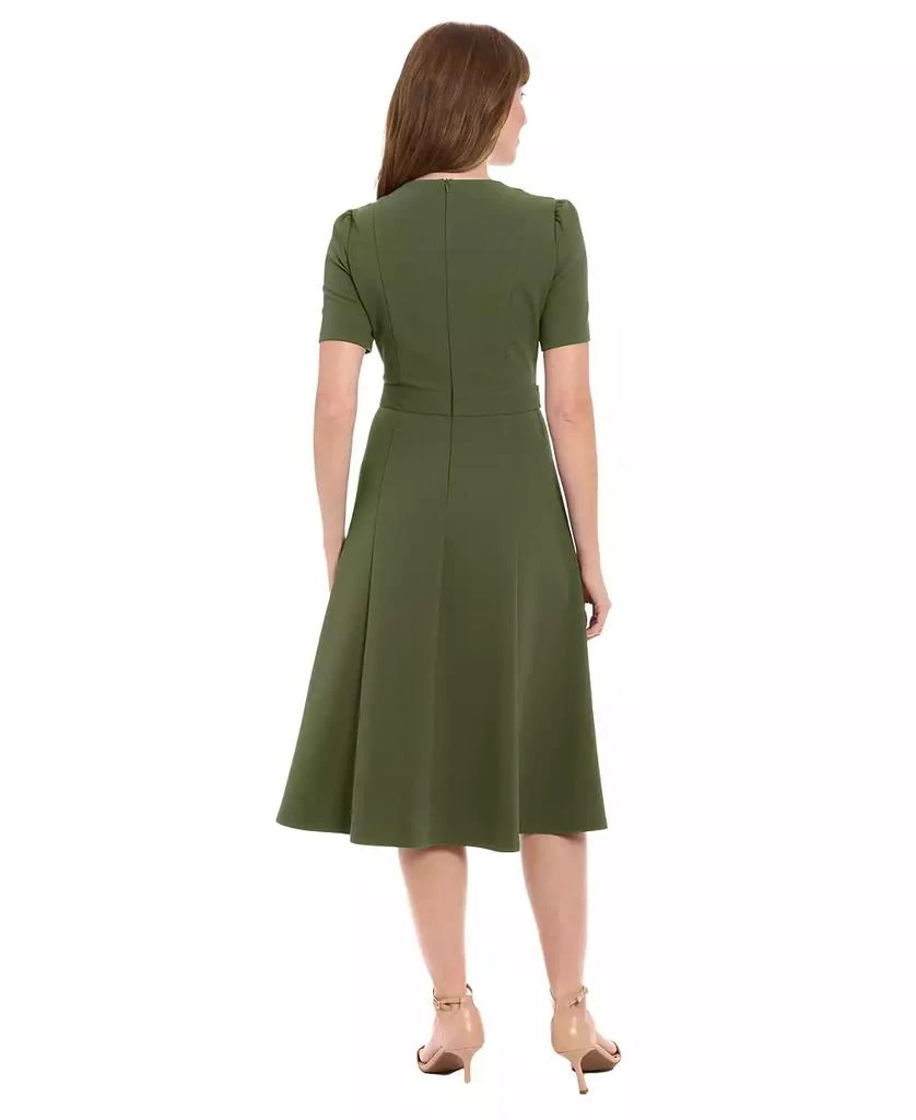 London Times Petite Fit & Flare Scuba Crepe Midi Dress 2