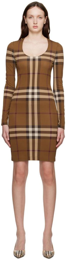 Burberry Brown Exaggerated Check Midi Dress 1
