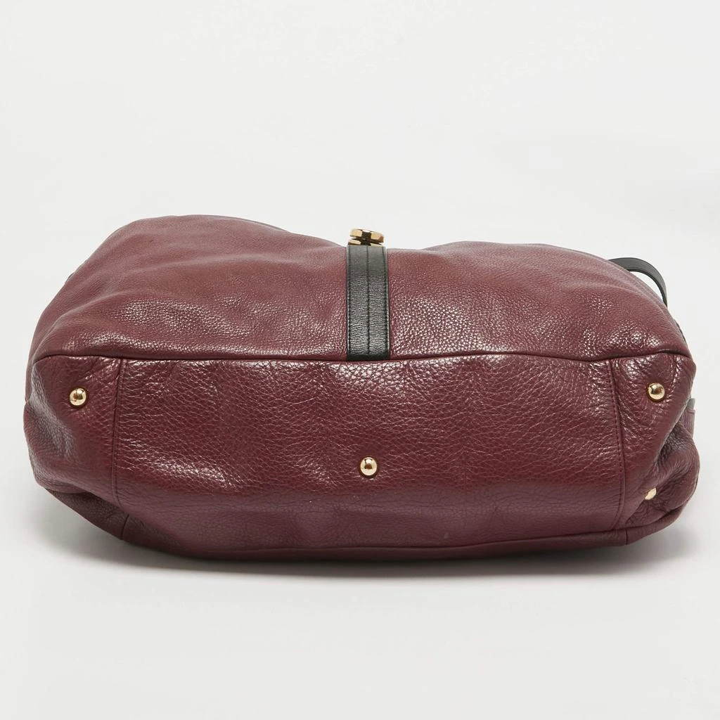 Furla Furla Burgundy/Beige Leather Clasp Shoulder Bag 6