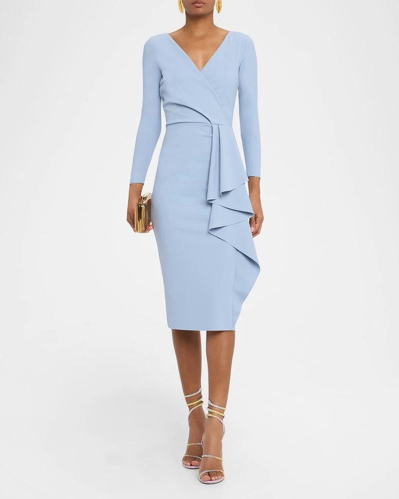 Chiara Boni Draped Faux Wrap Bodycon Midi Dress 2